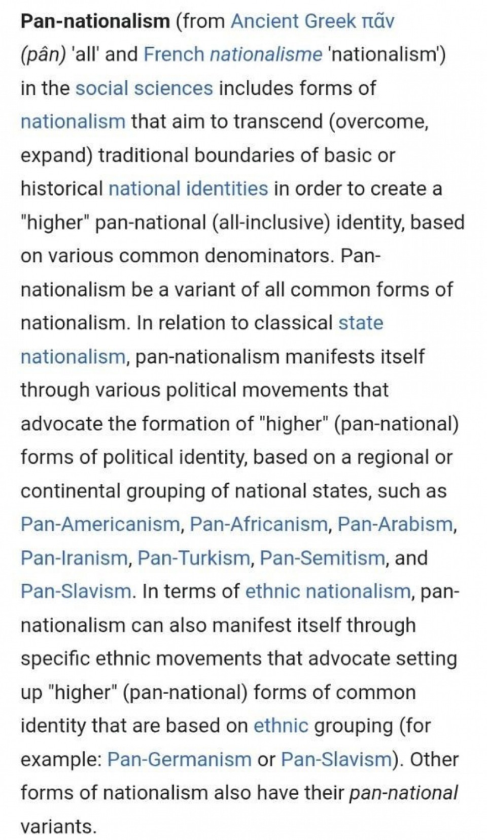 Pan-Nationalism as defined by the Wikimedia!